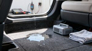 water in a car car leak