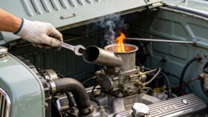 backfiring through carb engine fire