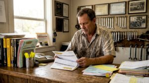 Manager reviewing car service estimate paperwork