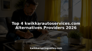 Man comparing auto repair service options at home