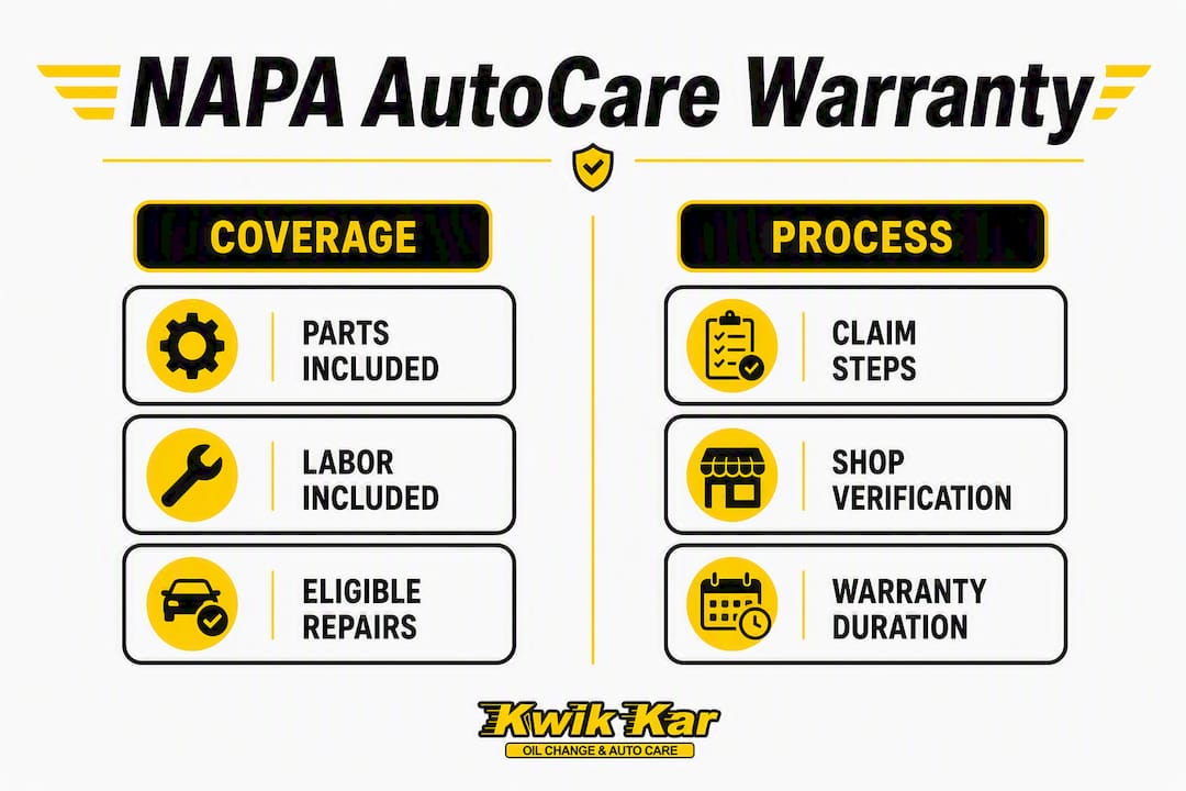 Infographic comparing NAPA warranty coverage and claims process