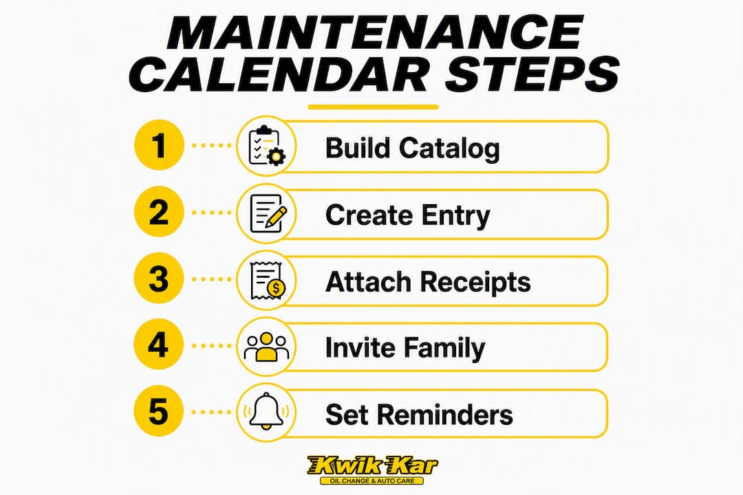Infographic outlining steps to create maintenance calendar