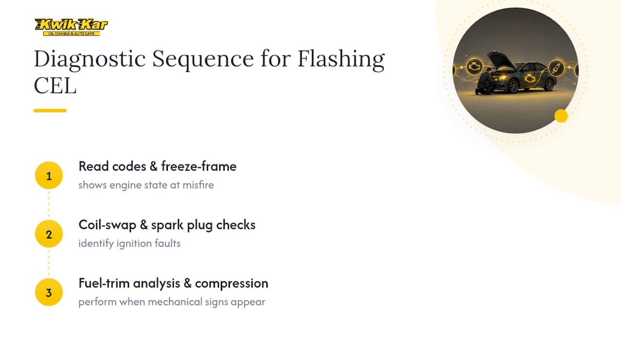 Ordered check engine diagnostic sequence