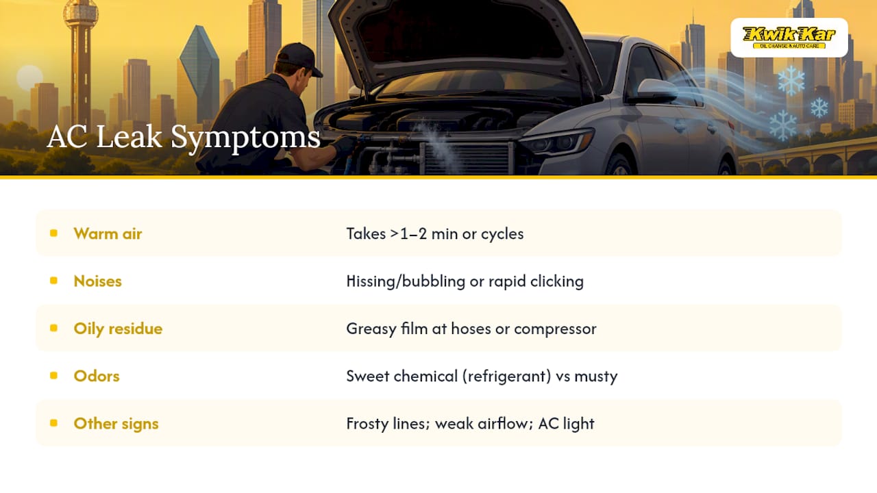 Car AC Leak Symptoms: What to Watch For — overview diagram