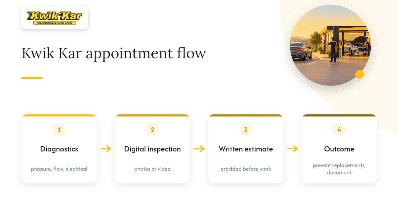 What to expect from a professional diagnostic appointment at Kwik Kar — overview diagram