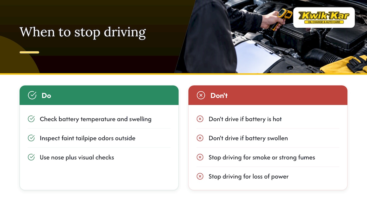 Is it safe to drive with a sulfur smell? — overview diagram