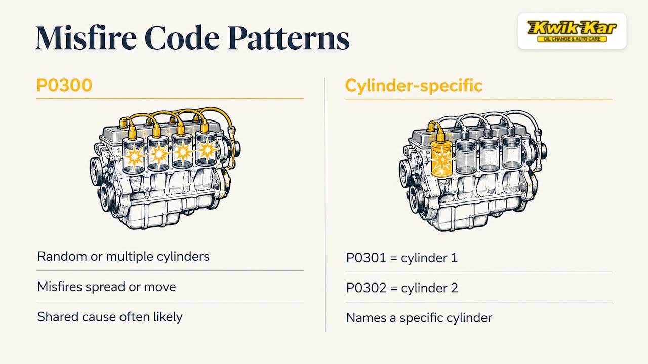 What the P0300 code actually means — overview diagram
