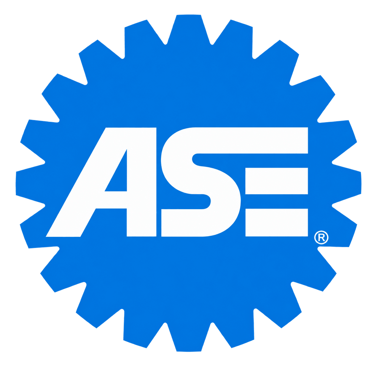 ASE Certified Technician blue gear badge representing professional automotive repair expertise in Dallas, TX